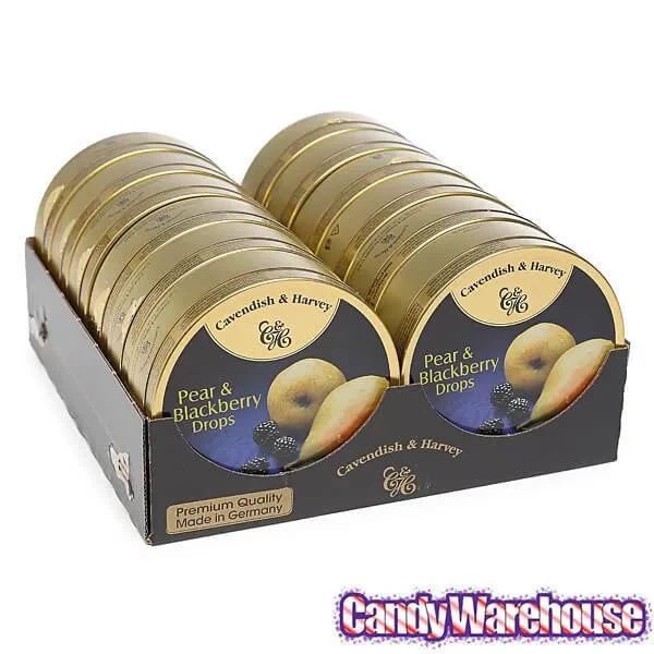 Cavendish & Harvey Hard Candy Drops Tins - Pear & Blackberry: 12-Piece Box - Image 2