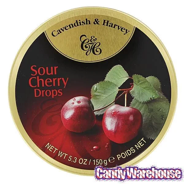 Cavendish & Harvey Hard Candy Drops Tins - Sour Cherry: 12-Piece Box - Image 2