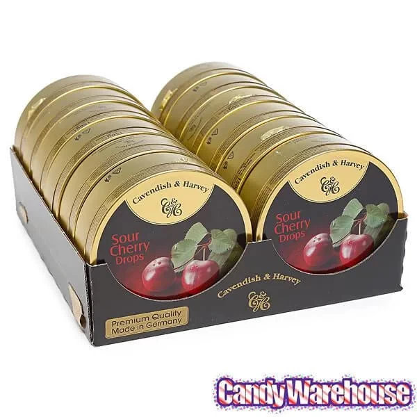 Cavendish & Harvey Hard Candy Drops Tins - Sour Cherry: 12-Piece Box - Image 3