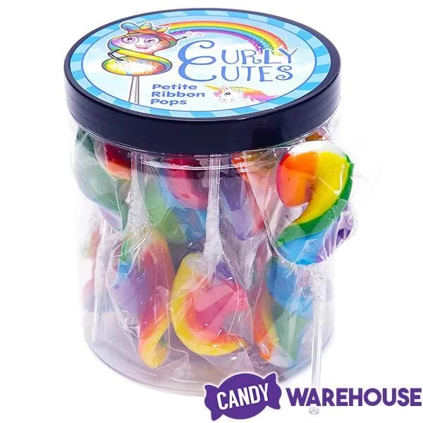 CurlyCutes Petite Crystal Ribbon Pops - Rainbow Cherry: 20-Piece Jar - Image 4