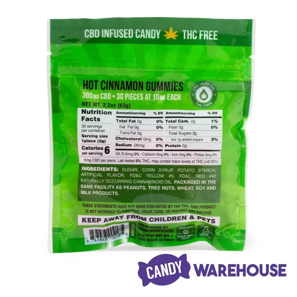 Eddy Edibles Hot Cinnamon CBD Gummies THC Free 300mg: 30 Gummy Bears - Image 4