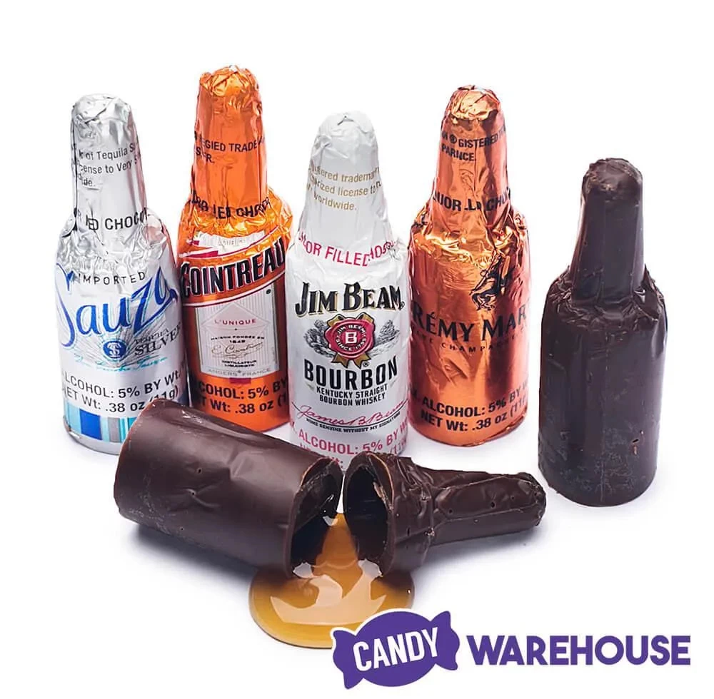 Foiled Chocolate Bottles With Liquor Filling: 24-Piece Display - Image 2