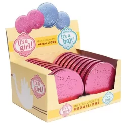 Fort Knox It's A Girl Foiled Milk Chocolate 4-Inch Medallions: 20-Piece Box