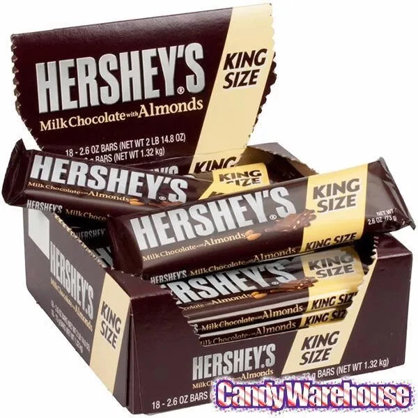 Hershey's Milk Chocolate With Almonds King Size Candy Bars: 18-Piece Box - Image 2