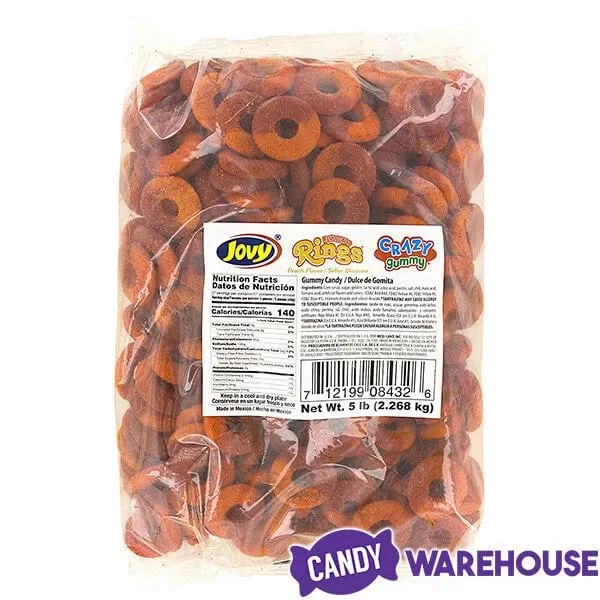 Jovy Crazy Gummy Rings Chamoy Candy - Peach: 5LB Bag - Image 2