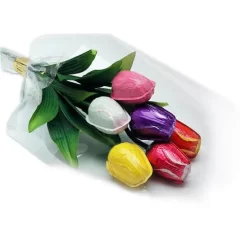 Madelaine Foiled Milk Chocolate Tulips Candy: 6-Piece Bouquet