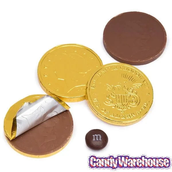 Madelaine Gold Foiled Milk Chocolate Coins - Large: 5LB Bag - Image 2