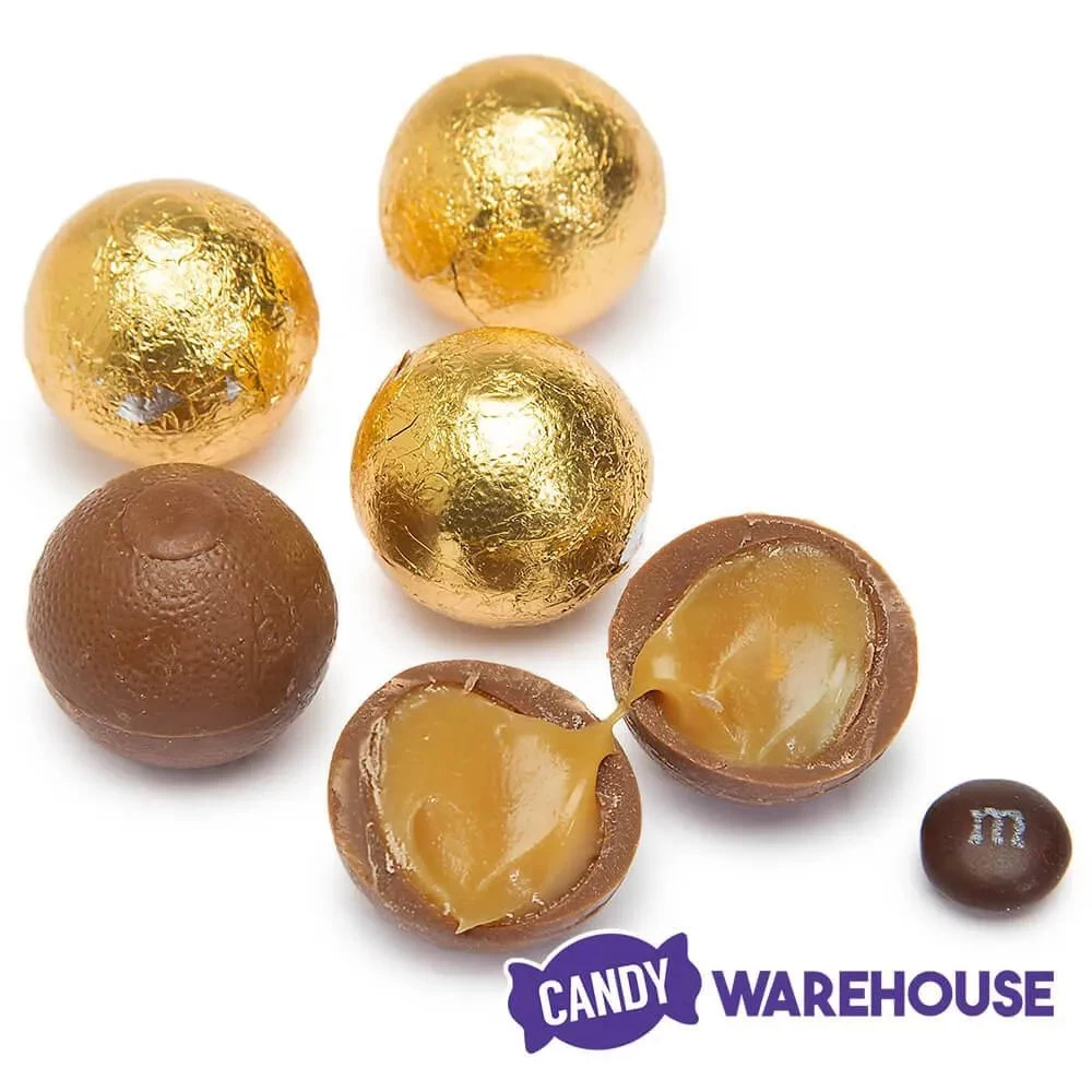 Palmer Foiled Caramel Filled Chocolate Candy Balls - Gold: 5LB Bag - Image 4