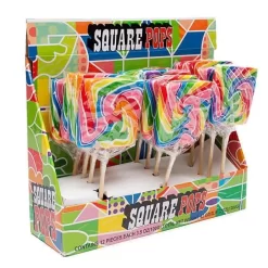 Rainbow Swirl 3.5-Ounce Square Lollipops: 12-Piece Display