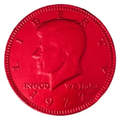 Red Foiled Milk Chocolate Coins: 1LB Bag