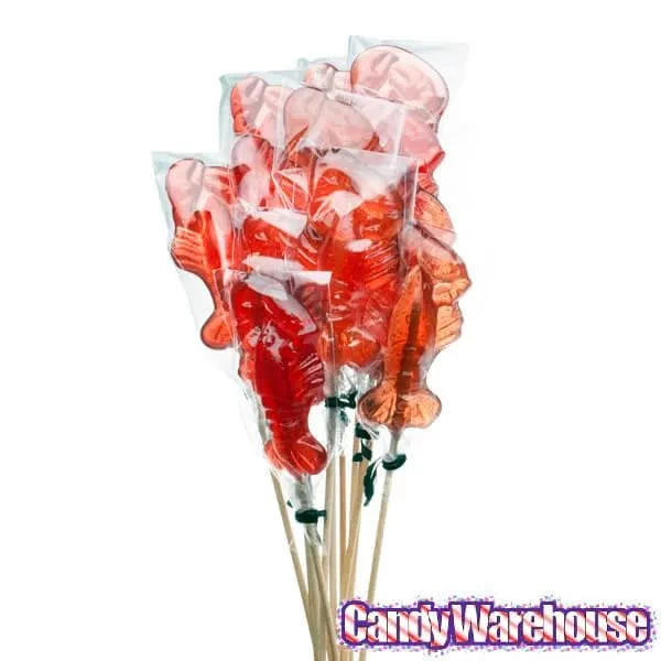Red Lobster Hard Candy Lollipops: 12-Piece Bag - Image 2