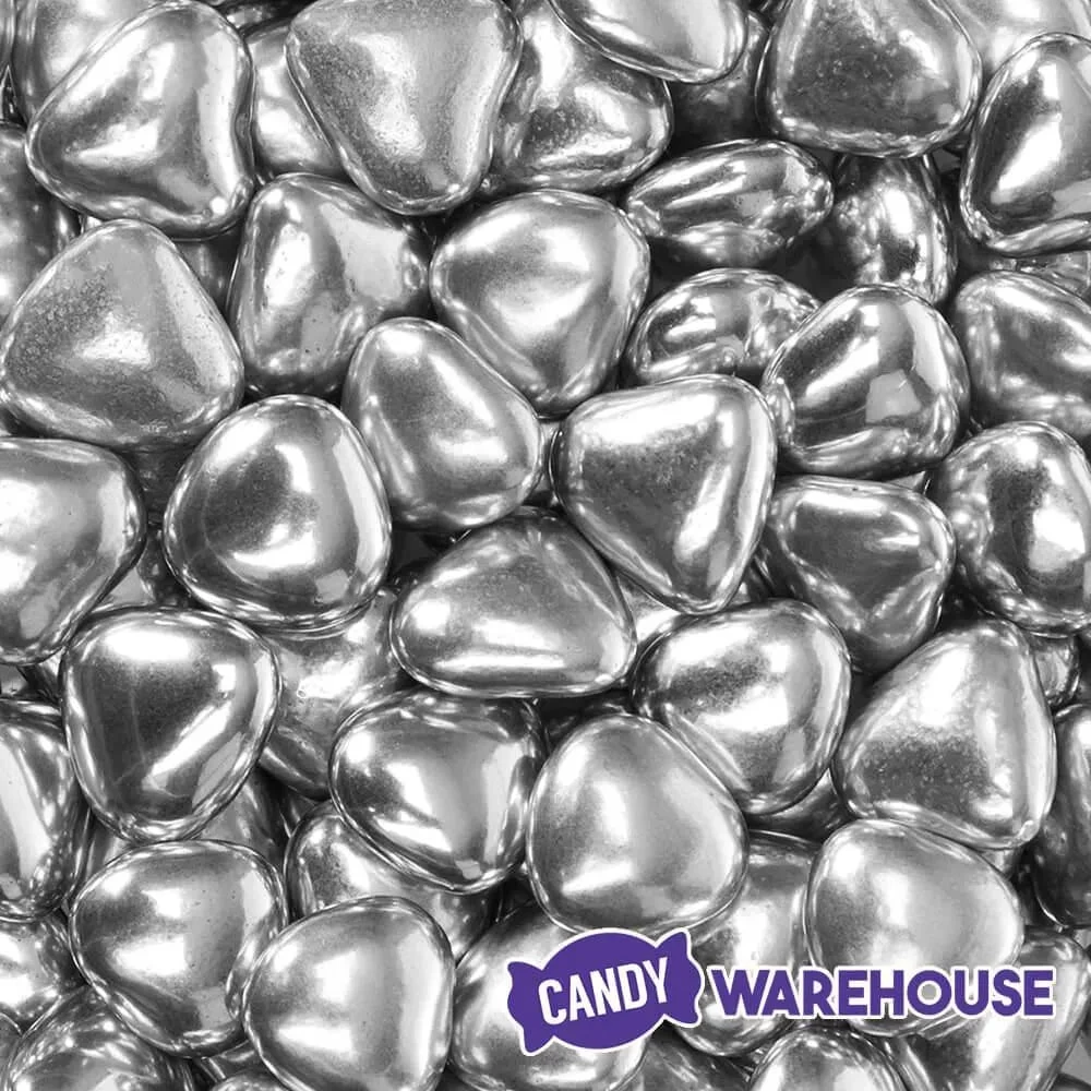 Silver Chocolate Hearts: 1LB Bag - Image 2
