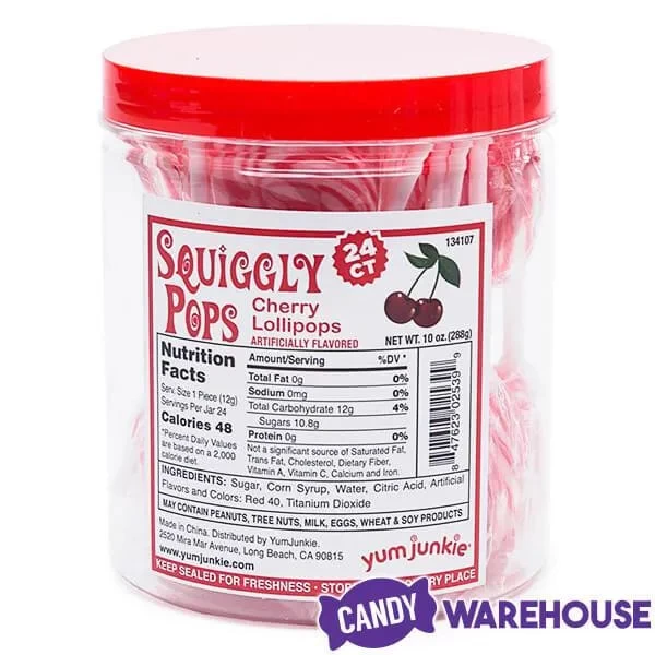 Squiggly Pops Petite Swirl Lollipops - Cherry: 24-Piece Jar - Image 2