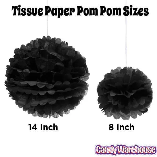 Tissue Paper 14-Inch Pom Pom - Black - Image 3