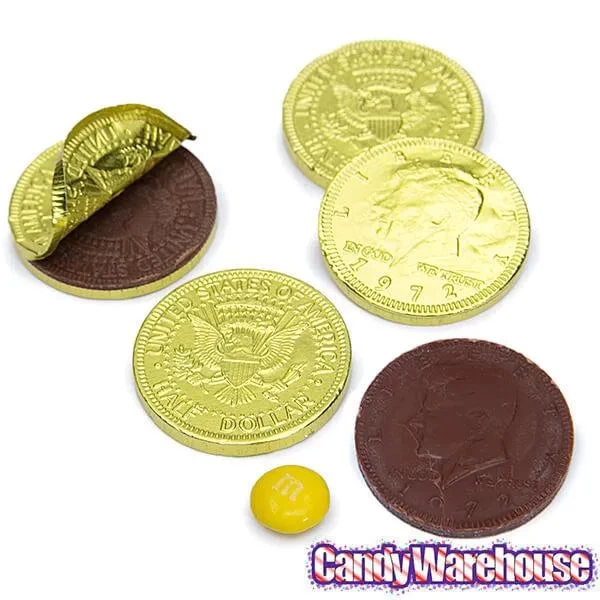Yellow Foiled Milk Chocolate Coins: 1LB Bag - Image 3