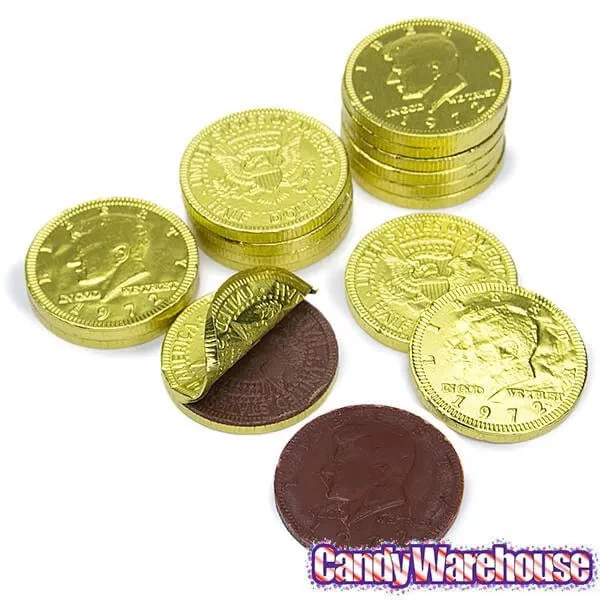 Yellow Foiled Milk Chocolate Coins: 1LB Bag - Image 4